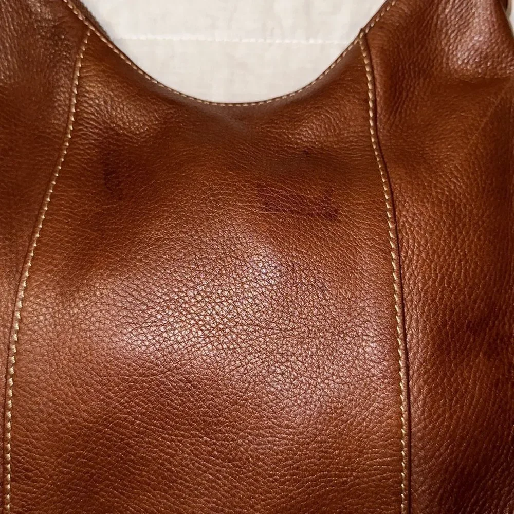 Liz Claiborne Vintage Chestnut Brown Genuine Leather Mini Hobo Bag